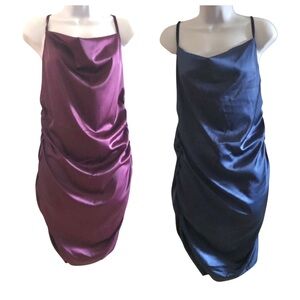 2 Romwe Slip Dresses Navy Blue Purple Large